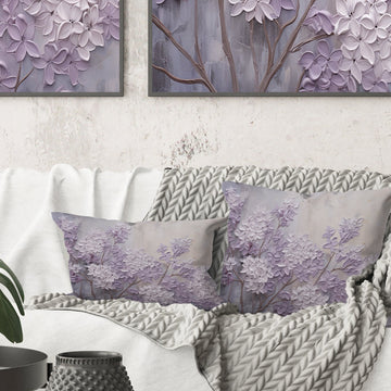 Blooming Lilac Melody I - Lilacs Throw Pillow